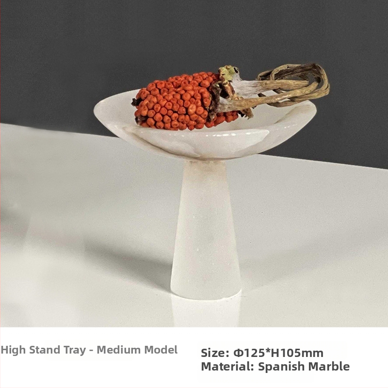 Marmora dekoratīvais trauks, roku darbs, gaišā luksusa stilā, modernam uzglabājumam un augļu izkārtošanai