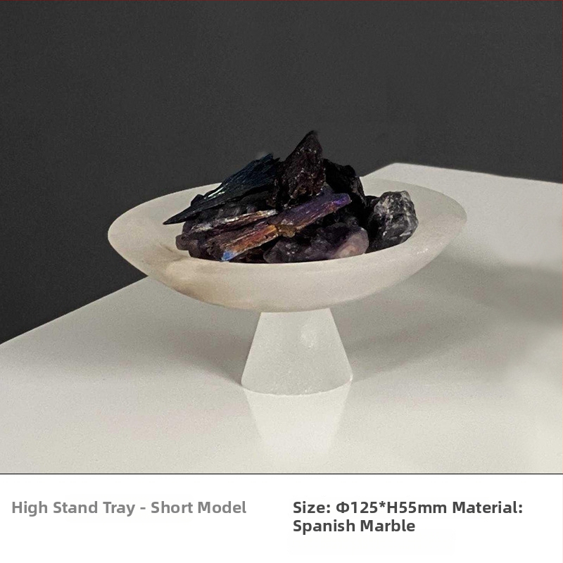 Marmora dekoratīvais trauks, roku darbs, gaišā luksusa stilā, modernam uzglabājumam un augļu izkārtošanai