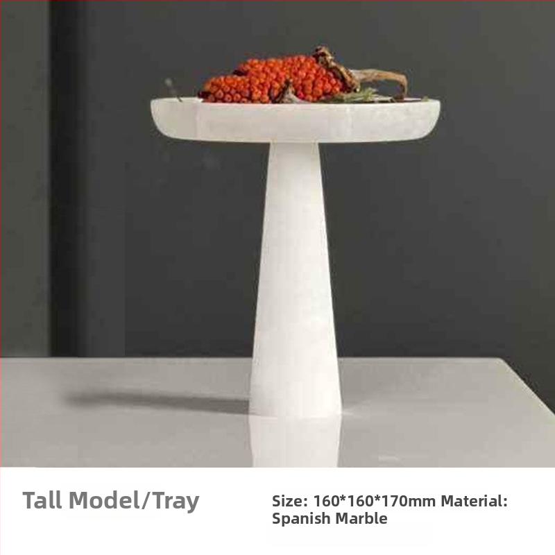 Marmora dekoratīvais trauks, roku darbs, gaišā luksusa stilā, modernam uzglabājumam un augļu izkārtošanai