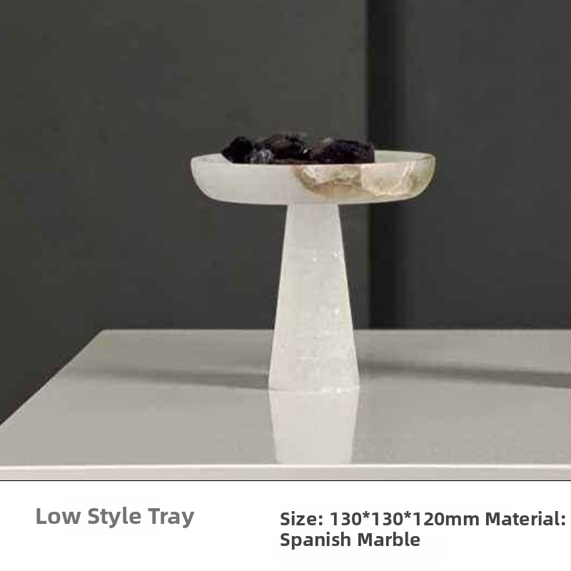 Marmora dekoratīvais trauks, roku darbs, gaišā luksusa stilā, modernam uzglabājumam un augļu izkārtošanai