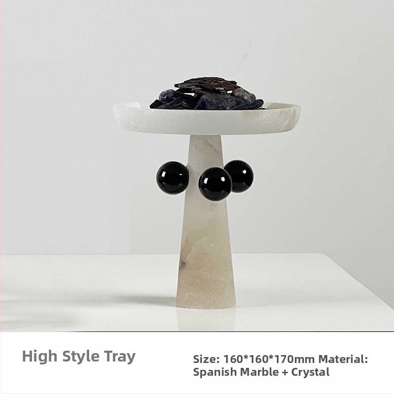 Marmora dekoratīvais trauks, roku darbs, gaišā luksusa stilā, modernam uzglabājumam un augļu izkārtošanai