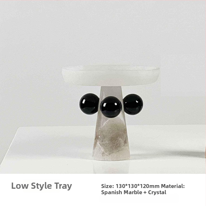 Marmora dekoratīvais trauks, roku darbs, gaišā luksusa stilā, modernam uzglabājumam un augļu izkārtošanai