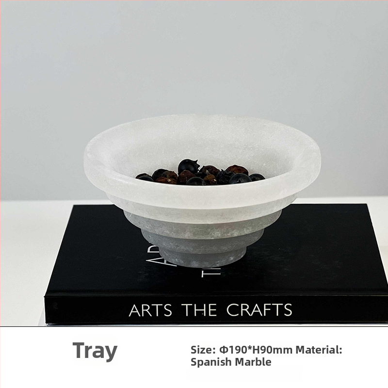 Marmora dekoratīvais trauks, roku darbs, gaišā luksusa stilā, modernam uzglabājumam un augļu izkārtošanai