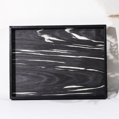 Koka aromaterapijas trauks ar ādas apmali, rokdarbs, mūsdienīgs minimālisma stils, virsma ar intarsiju, krāsots