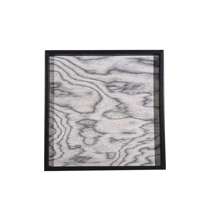 Koka aromaterapijas trauks ar ādas apmali, rokdarbs, mūsdienīgs minimālisma stils, virsma ar intarsiju, krāsots