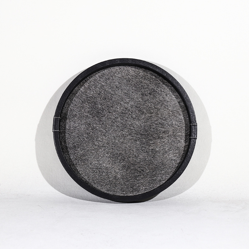 Koka aromaterapijas trauks ar ādas apmali, rokdarbs, mūsdienīgs minimālisma stils, virsma ar intarsiju, krāsots