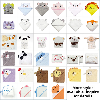 Kapucnis babafürdető törölköző bambuszrostból, 500GSM, testreszabható hímzéssel, rajzfilm mintával, 0–6 éveseknek