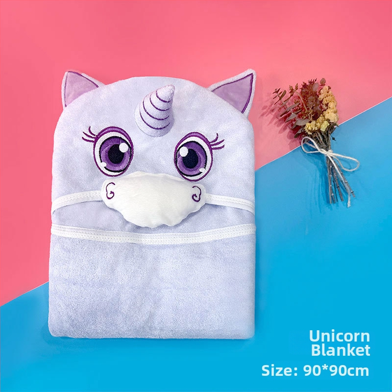 Kapucnis babafürdető törölköző bambuszrostból, 500GSM, testreszabható hímzéssel, rajzfilm mintával, 0–6 éveseknek