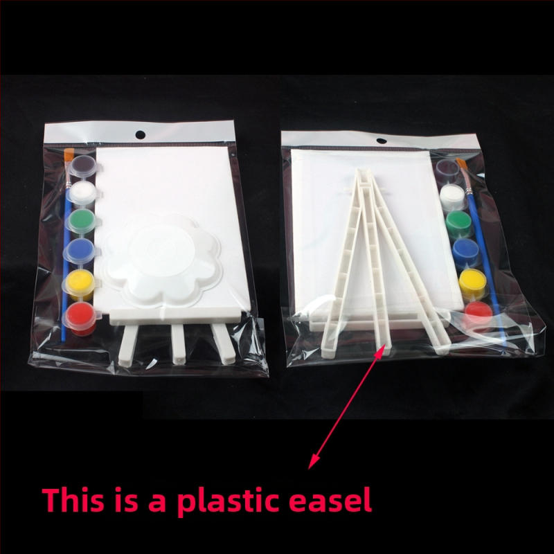 Bērnu DIY eļļas gleznošanas komplekts – mini kvadrātveida auduma panelis ar 3 mm biezumu, komplektā statīvs, otā un krāsas