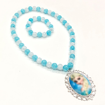 Bērnu krelles komplekts ar kristāliem: akrila auskari un kaklarota ar pieres ķēdi — bērniem, izcelsme Zhejiang, atsevišķs iepakojums, vasara 2021