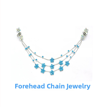 Bērnu krelles komplekts ar kristāliem: akrila auskari un kaklarota ar pieres ķēdi — bērniem, izcelsme Zhejiang, atsevišķs iepakojums, vasara 2021