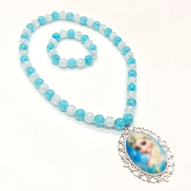 Bērnu krelles komplekts ar kristāliem: akrila auskari un kaklarota ar pieres ķēdi — bērniem, izcelsme Zhejiang, atsevišķs iepakojums, vasara 2021