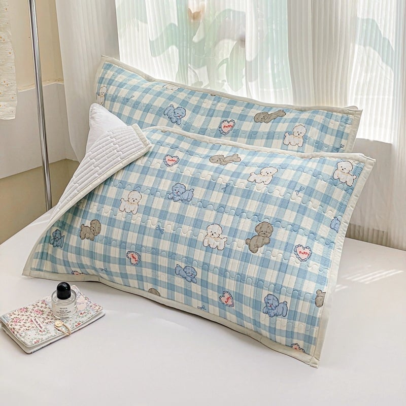 Kokvilnas spilvendrāna ar kvilētu šuvumu, vairāk nekā 95% kokvilnas, 40s audums, reaktīvā krāsošana