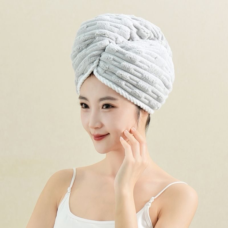 Sieviešu matu žāāvēšanas cepure, bieza, ārkārtīgi absorbējoša, ātra žāvēšana salīdzinājumā ar kokvilnu, bez matu izkrišanas, poliestera džakarda materiāls