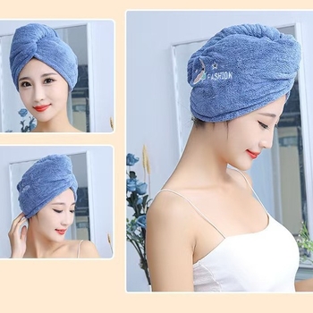 Korāla flīša izšūta dušas cepure matu žāvešanai sievietēm; svars 80–99 g; 21 diegs; šūta