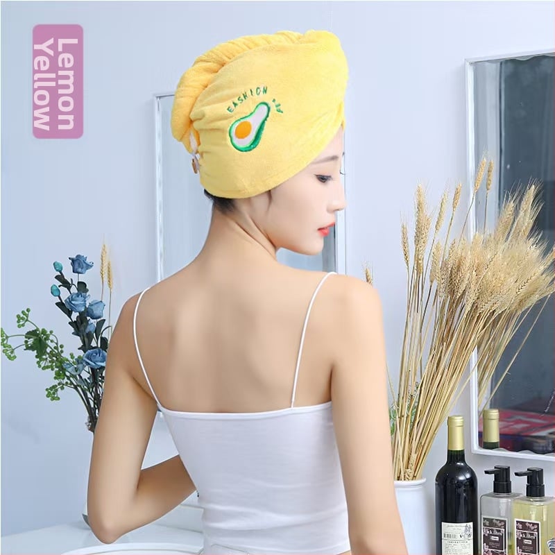 Korāla flīša izšūta dušas cepure matu žāvešanai sievietēm; svars 80–99 g; 21 diegs; šūta