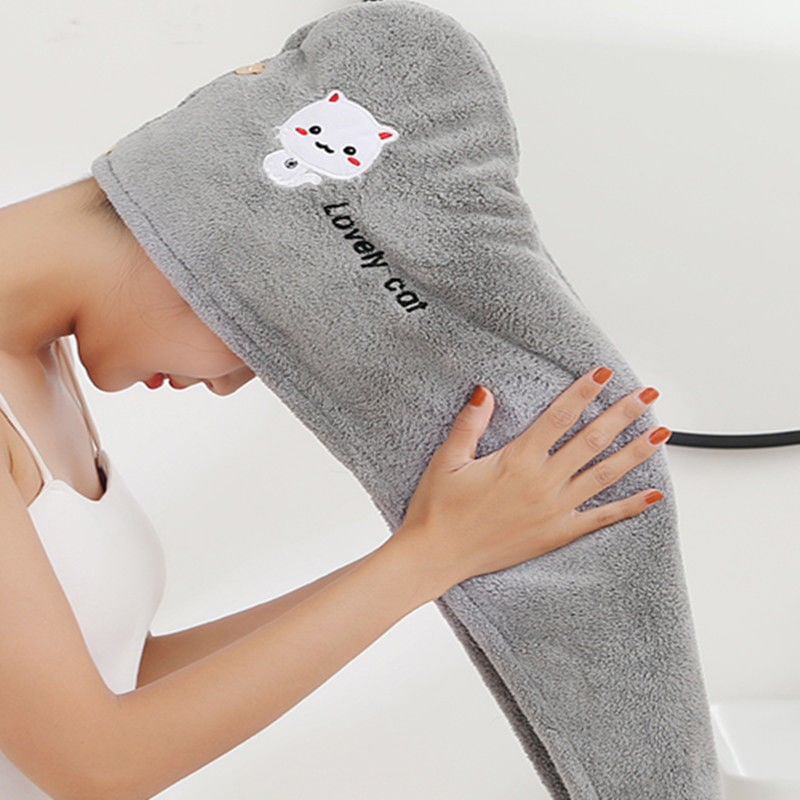 Sievietēm divslāņaina matu žāvēšanas cepure, mikrošķiedra, 150D diegi, izšūta, svars zem 30 g