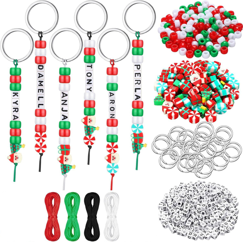 Bohemiskas DIY pērlītes ar burtiem cilindriskā formā atslēgu piekari un somas piekariņam (akril, līmēšanas tehnoloģija, pielāgojams, modeļa SL0789, bērniem)