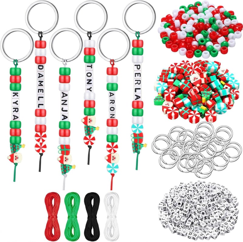 Bohemiskas DIY pērlītes ar burtiem cilindriskā formā atslēgu piekari un somas piekariņam (akril, līmēšanas tehnoloģija, pielāgojams, modeļa SL0789, bērniem)