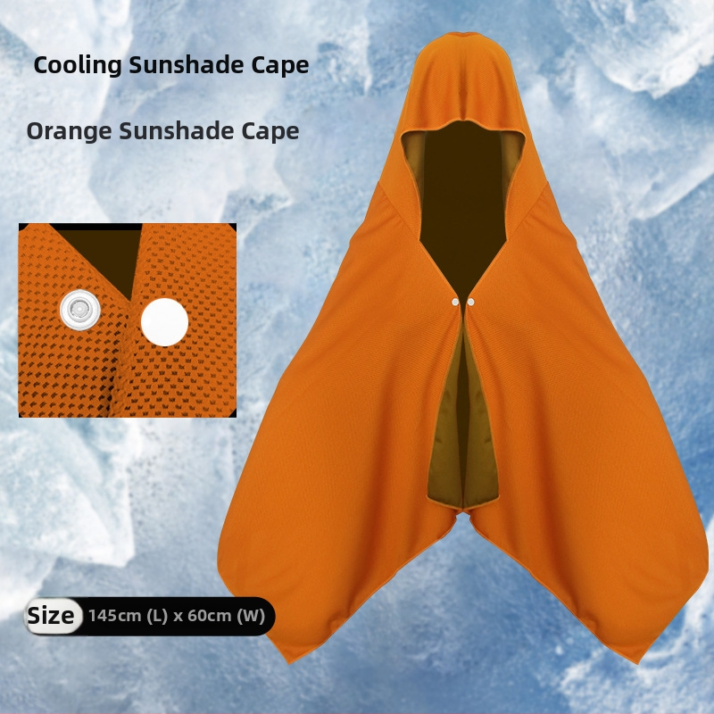 Kültéri sport törölköző kapucnival – hideg selyemből, gyors száradás, napvédelmi funkció, súly 170–200 g, sima szövés