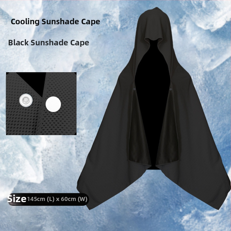 Kültéri sport törölköző kapucnival – hideg selyemből, gyors száradás, napvédelmi funkció, súly 170–200 g, sima szövés