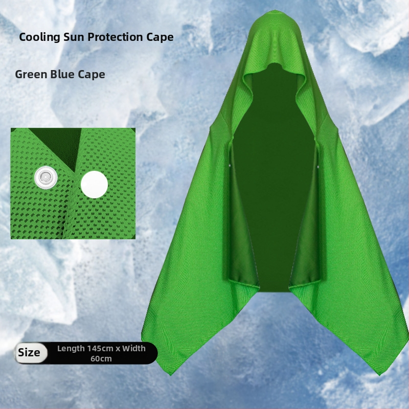 Kültéri sport törölköző kapucnival – hideg selyemből, gyors száradás, napvédelmi funkció, súly 170–200 g, sima szövés