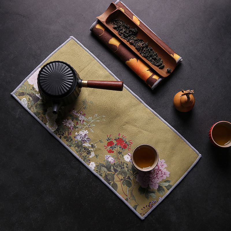 Arbatinės rankšluostis - japonų stilius, audinys, kilmė Dehua, pakuotė su padėklu