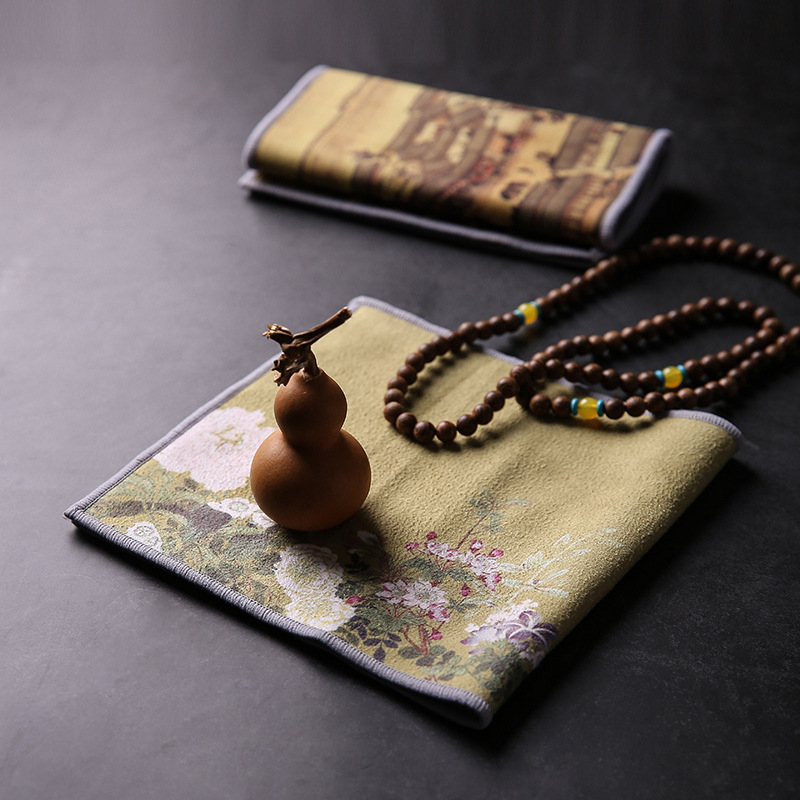 Arbatinės rankšluostis - japonų stilius, audinys, kilmė Dehua, pakuotė su padėklu