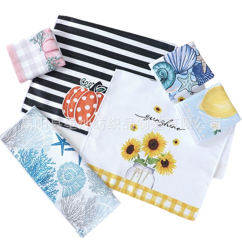 Nyomtatott konyhai törölköző – mikroszálas, 300gsm, 5–10 másodperces nedvszívó képesség, sima szövés