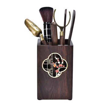 Ebony Kung Fu arbatos ceremonijos priedų rinkinys su padėklu — medžiaga: Ebony; įskaičiuota arbatos šaukštelis ir šepetys; svoris: 0,86 kg