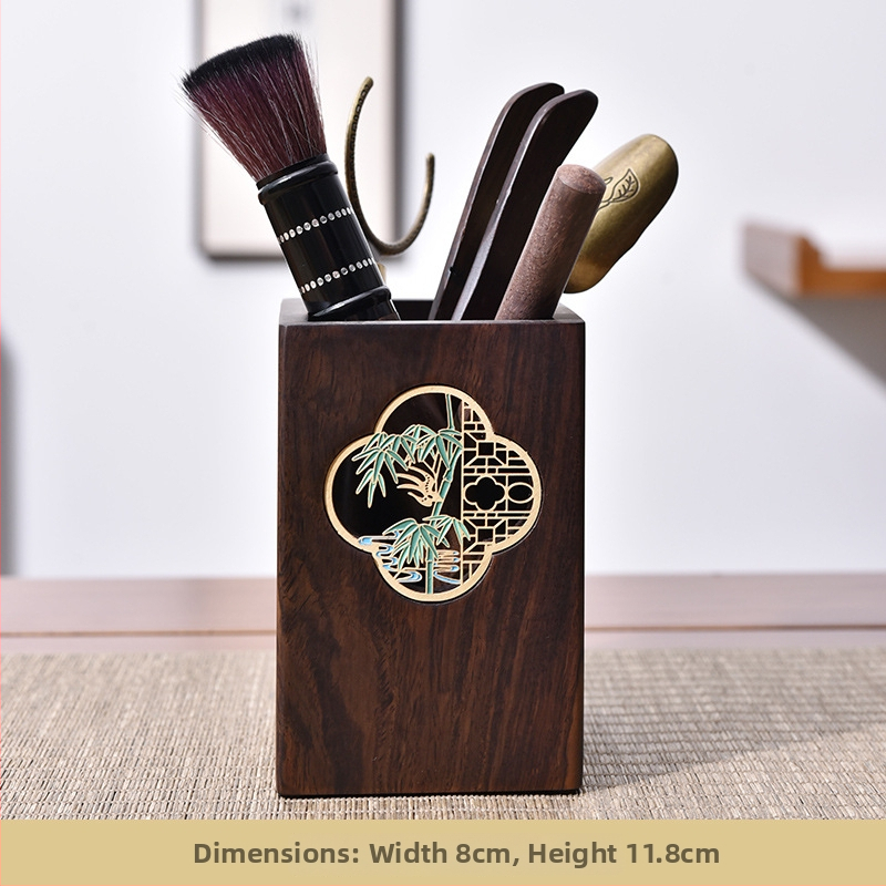 Ebony Kung Fu arbatos ceremonijos priedų rinkinys su padėklu — medžiaga: Ebony; įskaičiuota arbatos šaukštelis ir šepetys; svoris: 0,86 kg