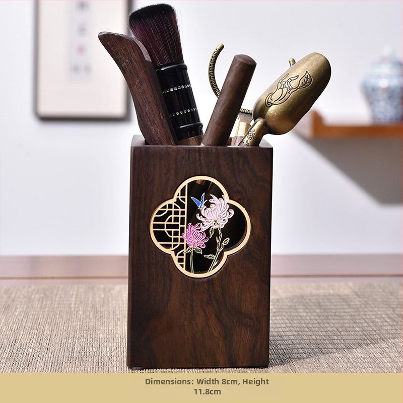 Ebony Kung Fu arbatos ceremonijos priedų rinkinys su padėklu — medžiaga: Ebony; įskaičiuota arbatos šaukštelis ir šepetys; svoris: 0,86 kg