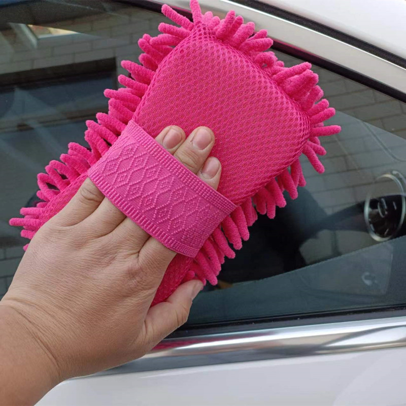 Autómosó kesztyű chenille szivacsblokkal, 70 g, 32 szálú fonal, combkötés, erős tisztítóhatás és magas nedvességelnyelés