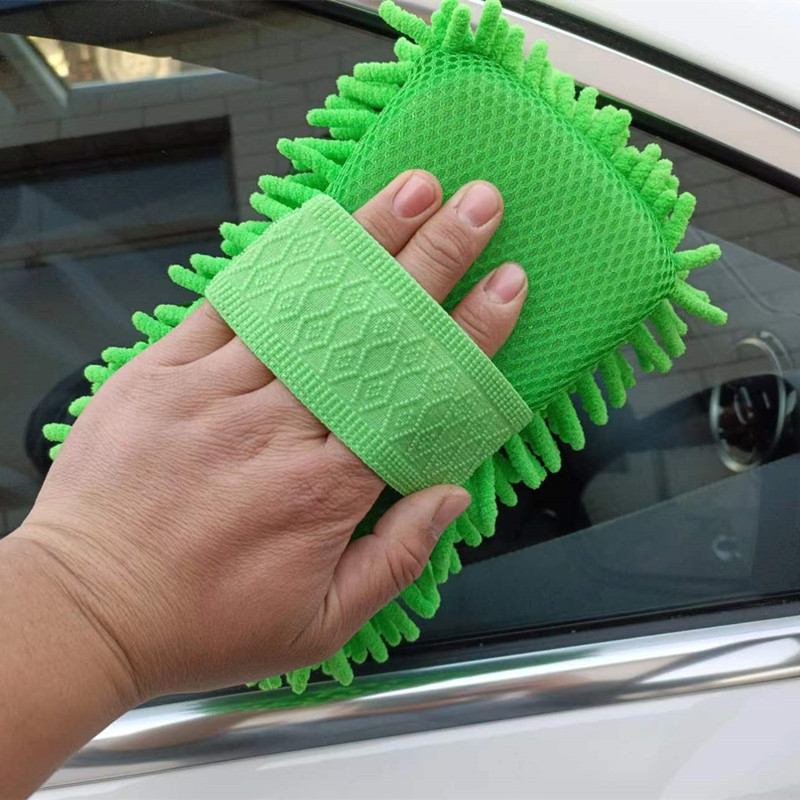 Autómosó kesztyű chenille szivacsblokkal, 70 g, 32 szálú fonal, combkötés, erős tisztítóhatás és magas nedvességelnyelés