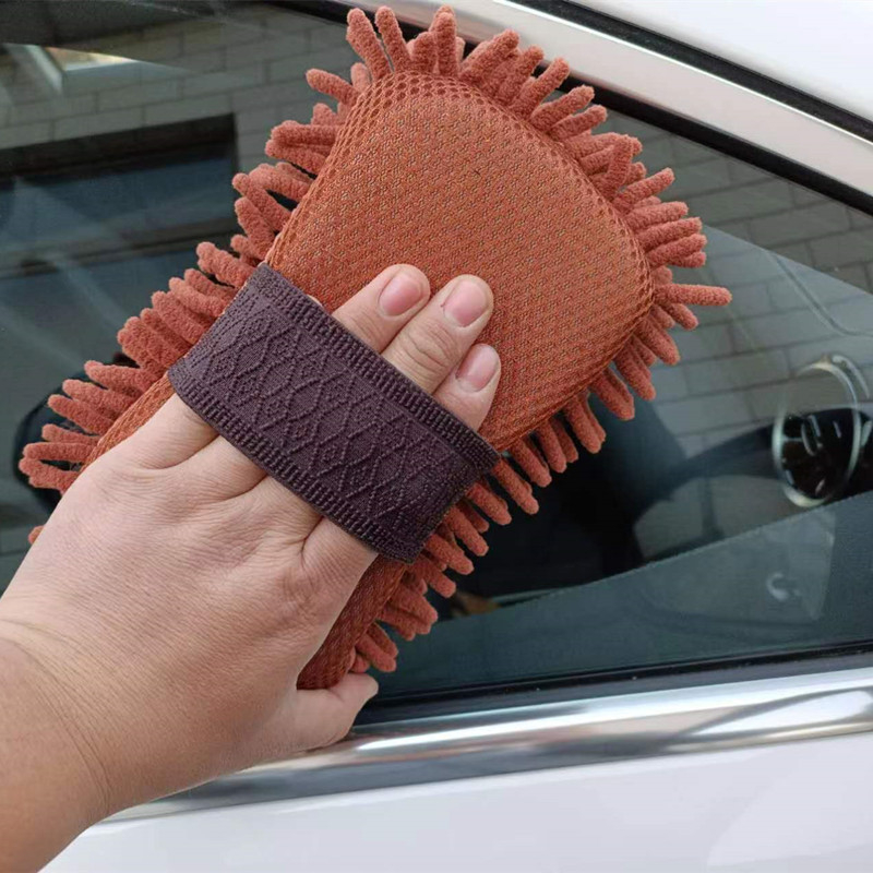 Autómosó kesztyű chenille szivacsblokkal, 70 g, 32 szálú fonal, combkötés, erős tisztítóhatás és magas nedvességelnyelés