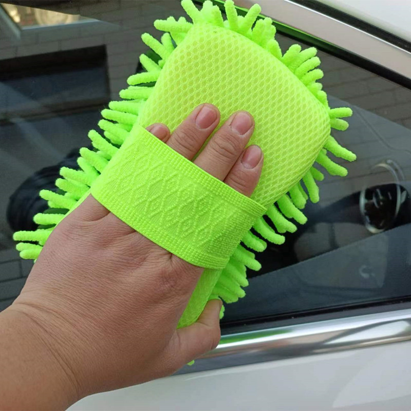 Autómosó kesztyű chenille szivacsblokkal, 70 g, 32 szálú fonal, combkötés, erős tisztítóhatás és magas nedvességelnyelés