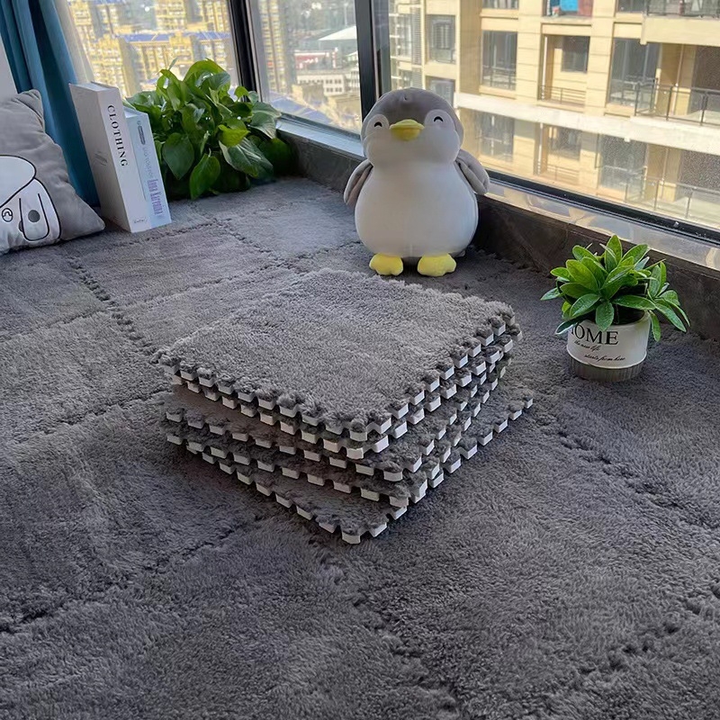 Patchwork pūkų EVA putų kilimėlis – neslidus, storas kvadratinis dėlionės kilimas, miegamajai, svetainei, balkonui