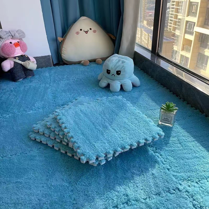 Patchwork pūkų EVA putų kilimėlis – neslidus, storas kvadratinis dėlionės kilimas, miegamajai, svetainei, balkonui