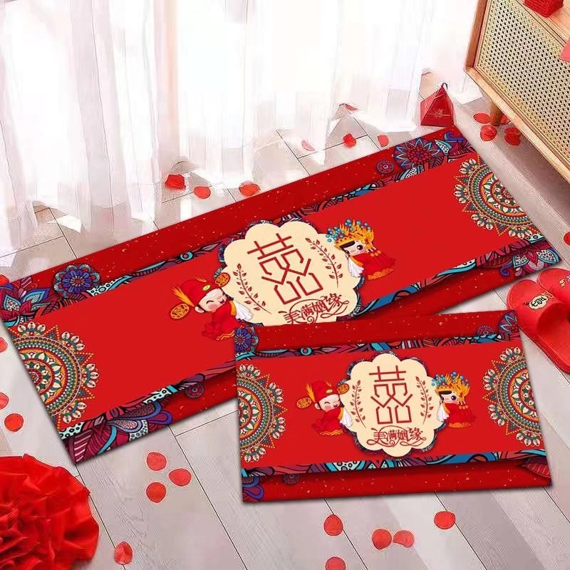 Covor dreptunghiular din poliester, finisaj imprimat și țesut, model desen animat, potrivit pentru living, dormitor sau hol, în stil chinezesc nou.