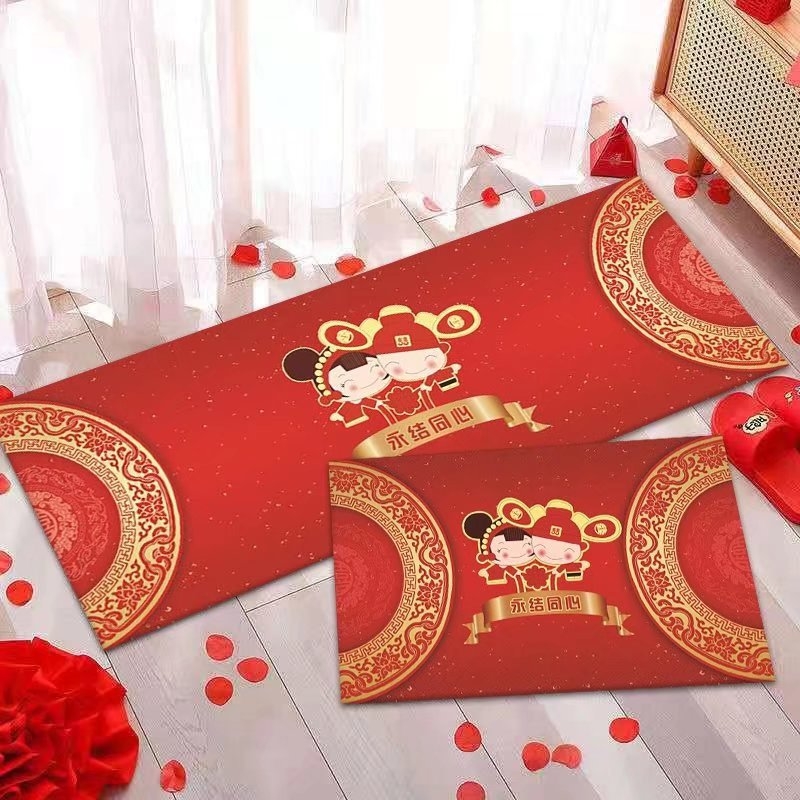 Covor dreptunghiular din poliester, finisaj imprimat și țesut, model desen animat, potrivit pentru living, dormitor sau hol, în stil chinezesc nou.