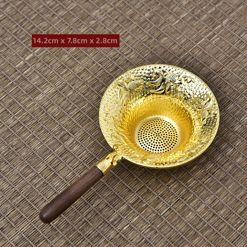 Japāņu stilā tējas filtrs ar koka rokturi no tin metāla