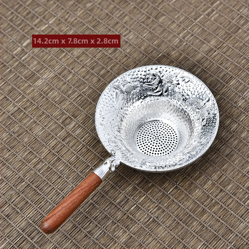 Japāņu stilā tējas filtrs ar koka rokturi no tin metāla