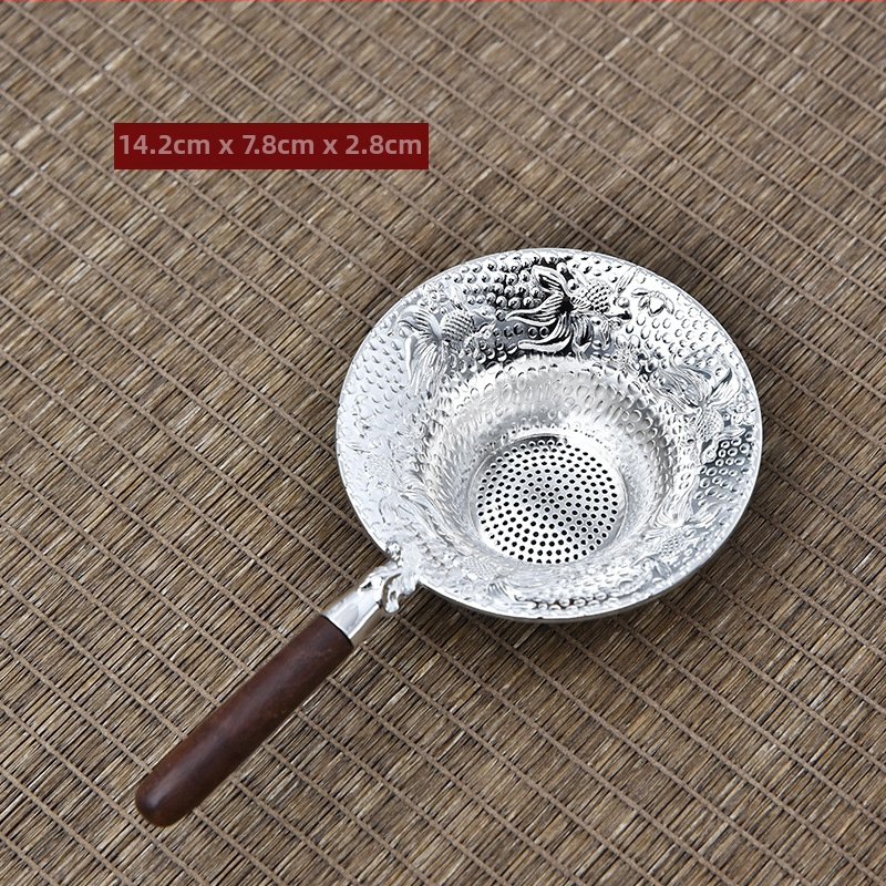 Japāņu stilā tējas filtrs ar koka rokturi no tin metāla