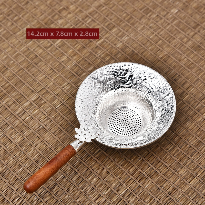 Japāņu stilā tējas filtrs ar koka rokturi no tin metāla