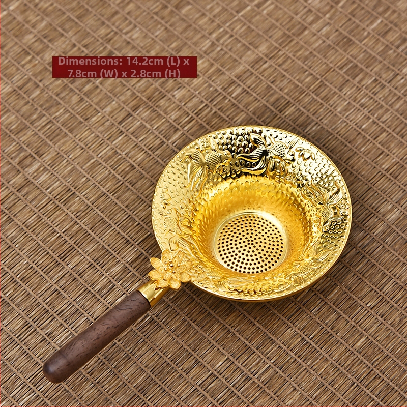 Japāņu stilā tējas filtrs ar koka rokturi no tin metāla