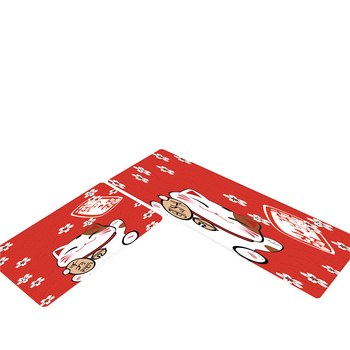 Set de două covorașe de bucătărie din catifea, antiderapante, model desen animat, stil modern minimalist