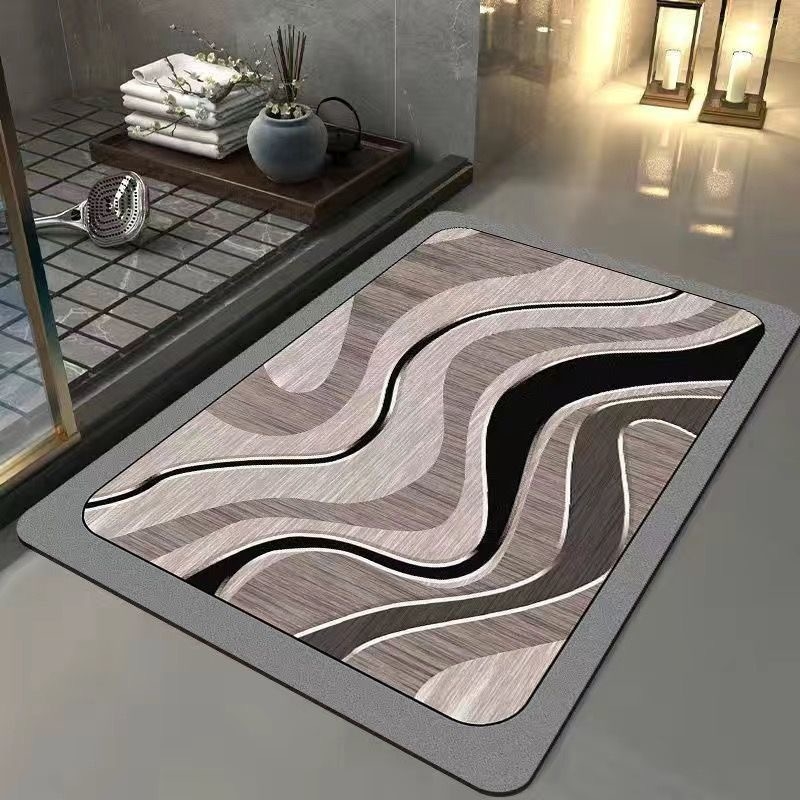 Zidi Carpet Prostirka za kupaonicu od diatomske gline, protuklizna, brzo sušenje, upija, četvrtastog oblika, geometrijski uzorak