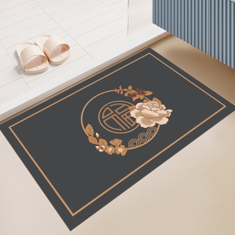 Zidi Carpet Prostirka za kupaonicu od diatomske gline, protuklizna, brzo sušenje, upija, četvrtastog oblika, geometrijski uzorak