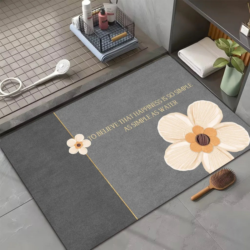 Zidi Carpet Prostirka za kupaonicu od diatomske gline, protuklizna, brzo sušenje, upija, četvrtastog oblika, geometrijski uzorak