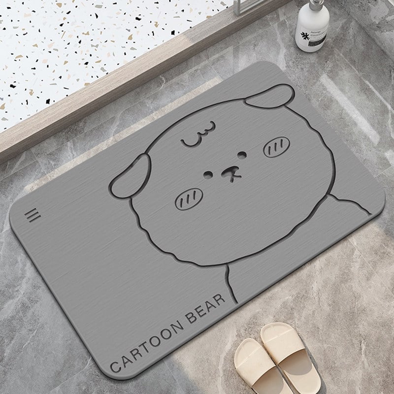 Covoraș de baie pentru picioare din diatomită, pătrat, model desen animat, din spumă, lavabil